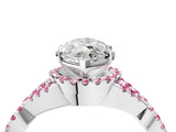 White gold Heart Cut Diamond with Pink Sapphire side stone Halo Twist Band Solitaire Prong Setting Ring_29