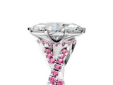 White gold Heart Cut Diamond with Pink Sapphire side stone Halo Twist Band Solitaire Prong Setting Ring_30