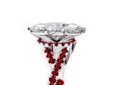 White gold Heart Cut Diamond with Ruby side stone Halo Twist Band Solitaire Prong Setting Ring_17