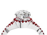 White gold Heart Cut Diamond with Ruby side stone Halo Twist Band Solitaire Prong Setting Ring_28