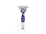 White gold Heart Cut Diamond with Tanzanite side stone Halo Twist Band Solitaire Prong Setting Ring_14
