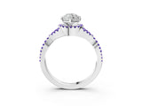 White gold Heart Cut Diamond with Tanzanite side stone Halo Twist Band Solitaire Prong Setting Ring_15