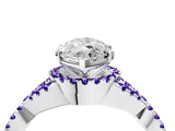 White gold Heart Cut Diamond with Tanzanite side stone Halo Twist Band Solitaire Prong Setting Ring_16