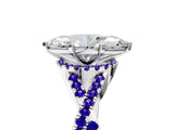White gold Heart Cut Diamond with Tanzanite side stone Halo Twist Band Solitaire Prong Setting Ring_17