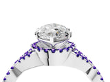 White gold Heart Cut Diamond with Tanzanite side stone Halo Twist Band Solitaire Prong Setting Ring_28