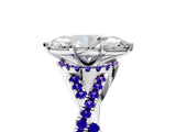 White gold Heart Cut Diamond with Tanzanite side stone Halo Twist Band Solitaire Prong Setting Ring_29