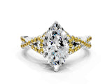 White gold Heart Cut Diamond with Yellow Sapphire side stone Halo Twist Band Solitaire Prong Setting Ring_36