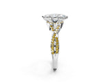 White gold Heart Cut Diamond with Yellow Sapphire side stone Halo Twist Band Solitaire Prong Setting Ring_38