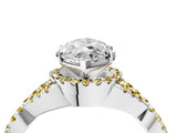 White gold Heart Cut Diamond with Yellow Sapphire side stone Halo Twist Band Solitaire Prong Setting Ring_40