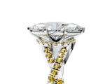White gold Heart Cut Diamond with Yellow Sapphire side stone Halo Twist Band Solitaire Prong Setting Ring_41