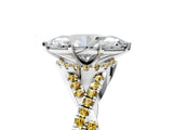 White gold Heart Cut Diamond with Yellow Sapphire side stone Halo Twist Band Solitaire Prong Setting Ring_42