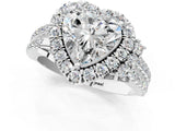 White gold Heart Cut Double Halo Diamond Engagement Ring with Pave Band and Four-Prong Setting_26