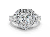 White gold Heart Cut Double Halo Diamond Engagement Ring with Pave Band and Four-Prong Setting_26