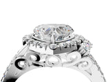 White gold Heart Cut Double Halo Diamond Engagement Ring with Pave Band and Four-Prong Setting_29