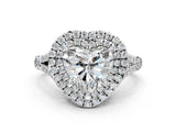 White gold Heart Cut Double Halo Split Shank Diamond Ring with Prong Setting_48