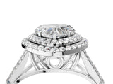 White gold Heart Cut Double Halo Split Shank Diamond Ring with Prong Setting_53