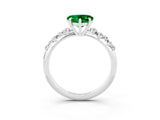 White gold Heart Cut Emerald Cluster Side Stone Solitaire Ring with Prong Setting_27
