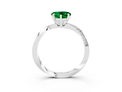 White gold Heart Cut Emerald Engagement Ring with Side Stone Accents and Four-Prong Setting_39