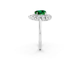 White gold Heart Cut Emerald Floral Double Halo Engagement Ring with Prong Setting_111