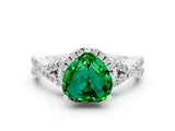 White gold Heart Cut Emerald  Halo Twist Band Solitaire Prong Setting Ring_24