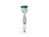White gold Heart Cut Emerald  Halo Twist Band Solitaire Prong Setting Ring_26