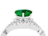 White gold Heart Cut Emerald  Halo Twist Band Solitaire Prong Setting Ring_28
