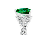 White gold Heart Cut Emerald  Halo Twist Band Solitaire Prong Setting Ring_29