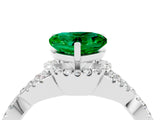 White gold Heart Cut Emerald  Halo Twist Band Solitaire Prong Setting Ring_58