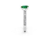 White gold Heart Cut Emerald Milgrain Pavé Engagement Ring with Four-Prong Setting_14