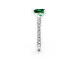 White gold Heart Cut Emerald Pavé Solitaire Ring with Round Band and Prong Setting_38