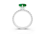 White gold Heart Cut Emerald Pavé Solitaire Ring with Round Band and Prong Setting_39
