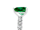White gold Heart Cut Emerald Pavé Solitaire Ring with Round Band and Prong Setting_41