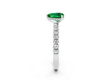White gold Heart Cut Emerald Pave Band Solitaire Ring with Four-Prong Setting_26