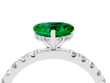 White gold Heart Cut Emerald Pave Band Solitaire Ring with Four-Prong Setting_28