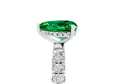 White gold Heart Cut Emerald Pave Band Solitaire Ring with Four-Prong Setting_29