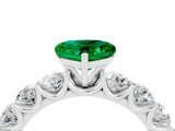 White gold Heart Cut Emerald Prong Setting with Side Stones on a Pave Band_4