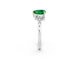 White gold Heart Cut Emerald Ring with Side Stones and Four-Prong Setting_38