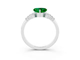 White gold Heart Cut Emerald Ring with Side Stones and Four-Prong Setting_39