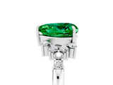 White gold Heart Cut Emerald Ring with Side Stones and Four-Prong Setting_41