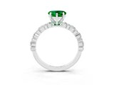 White gold Heart Cut Emerald Side Stone Solitaire Ring with Round  and Four-Prong Setting_51