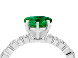 White gold Heart Cut Emerald Side Stone Solitaire Ring with Round  and Four-Prong Setting_52