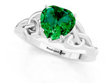 White gold Heart Cut Emerald Solitaire Celtic Knot Ring with Four-Prong Setting_13