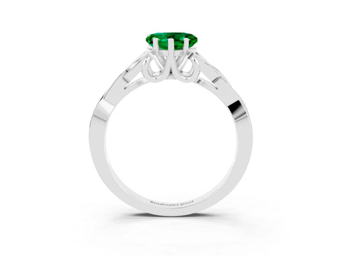 White gold Heart Cut Emerald Solitaire Celtic Knot Ring with Four-Prong Setting_15