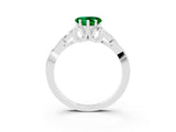 White gold Heart Cut Emerald Solitaire Celtic Knot Ring with Four-Prong Setting_15