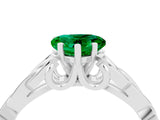 White gold Heart Cut Emerald Solitaire Celtic Knot Ring with Four-Prong Setting_16