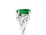 White gold Heart Cut Emerald Solitaire Celtic Knot Ring with Four-Prong Setting_17