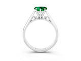 White gold Heart Cut Emerald Solitaire Engagement Ring with Cathedral Setting and Four-Prong Mount_141
