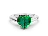 White gold Heart Cut Emerald Solitaire Engagement Ring with Cathedral Setting and Four-Prong Mount_42