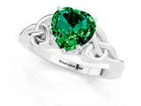 White gold Heart Cut Emerald Solitaire Engagement Ring with Celtic Knot Band and Four-Prong Setting_1