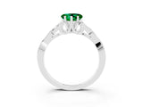 White gold Heart Cut Emerald Solitaire Engagement Ring with Celtic Knot Band and Four-Prong Setting_3